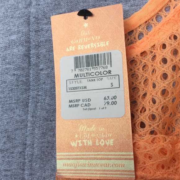 Maaji tank  & bra set peach & gray size S - Picture 7 of 11